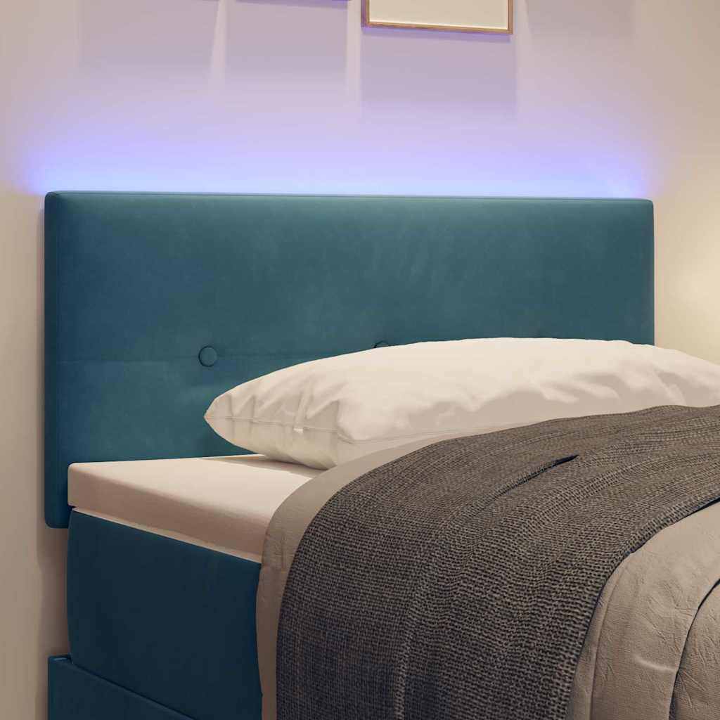 Headboard with LED Strip Lights Adjustable Blue 100 cm Velvet